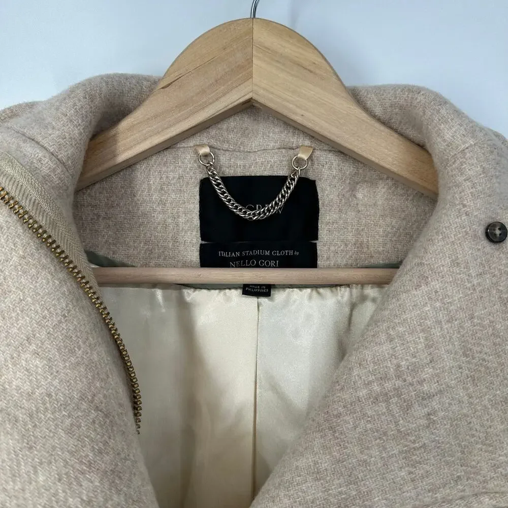 J. Crew Villa Coat in Italian Stadium Cloth Nello Gori Wool Blend Heather Sand - Picture 9 of 16
